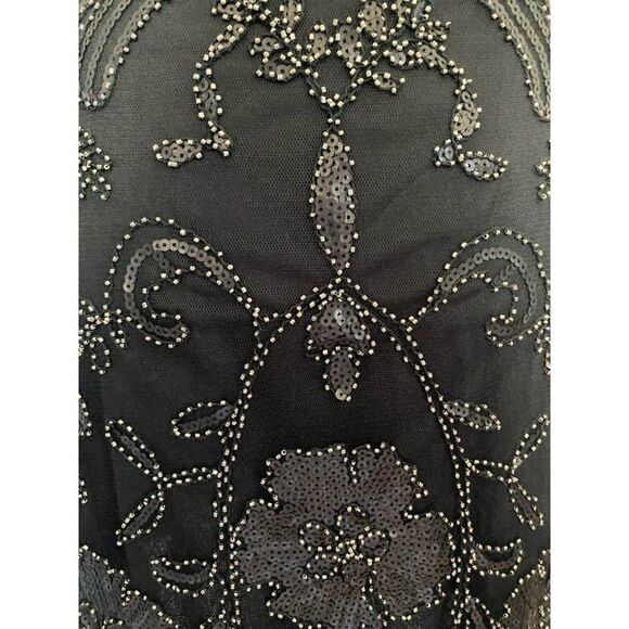 𝅺main Strip Beaded Sequin Dress Black Sleeveless Size L New With Tags - Picture 6 of 9